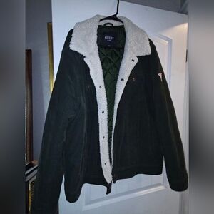 GUESS Dark Green Corduroy Sherpa-Lined Jacket XXL